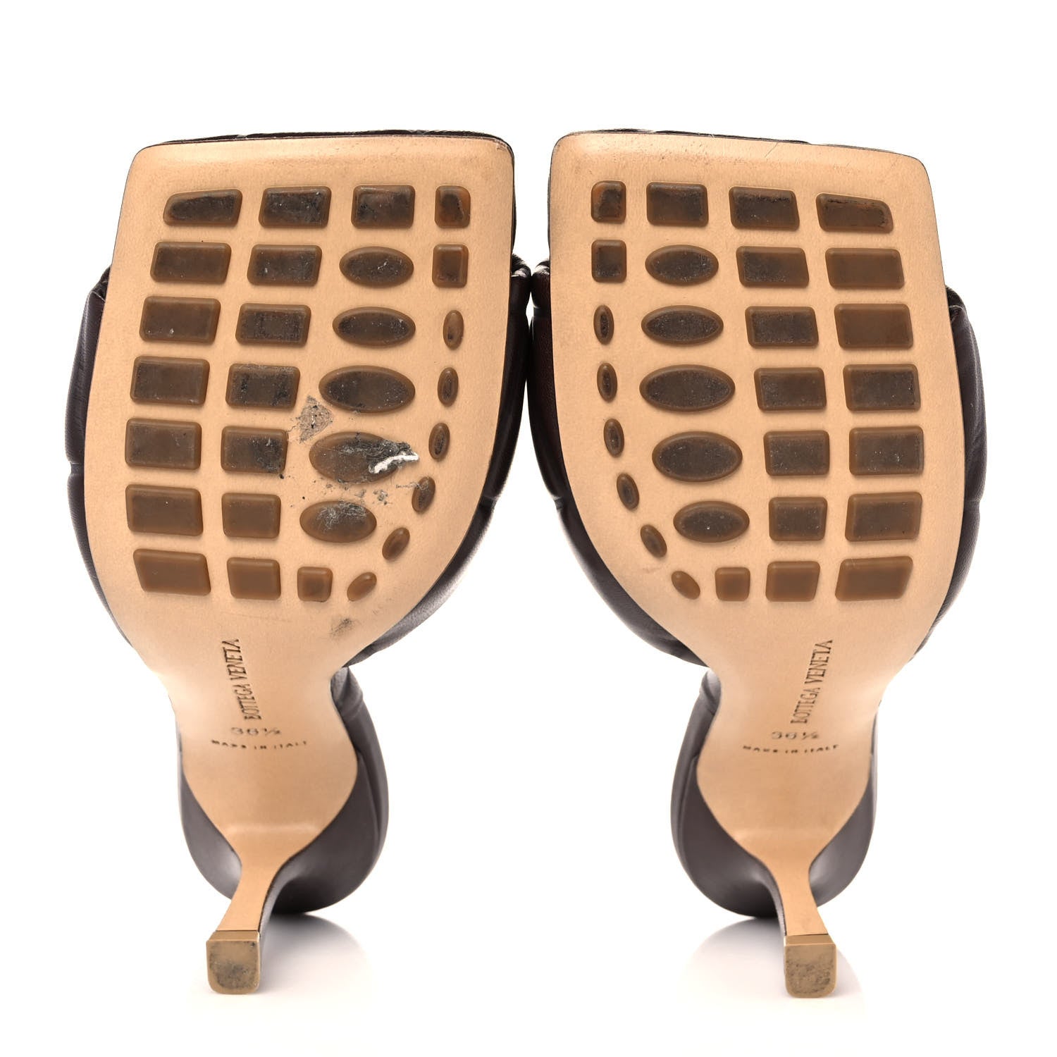 Bottega Veneta Nappa Quilted Rubber Lido Mule Sandals 36.5 Bitter Chocolate 5 of 7