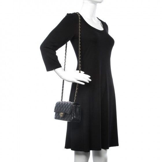 Lambskin Quilted Mini Rectangular Flap Black