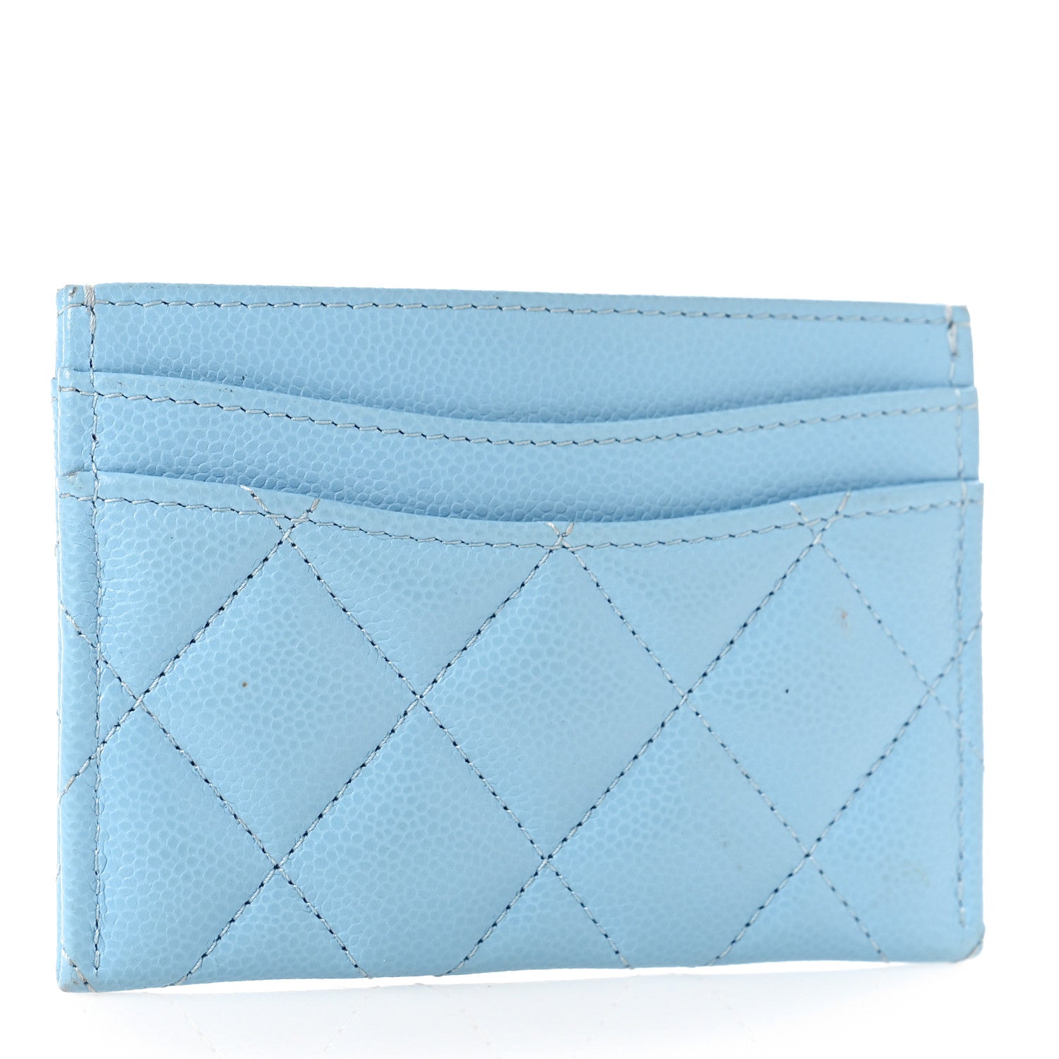 Chanel Caviar Quilted Card Holder Light Blue 3 of 10
