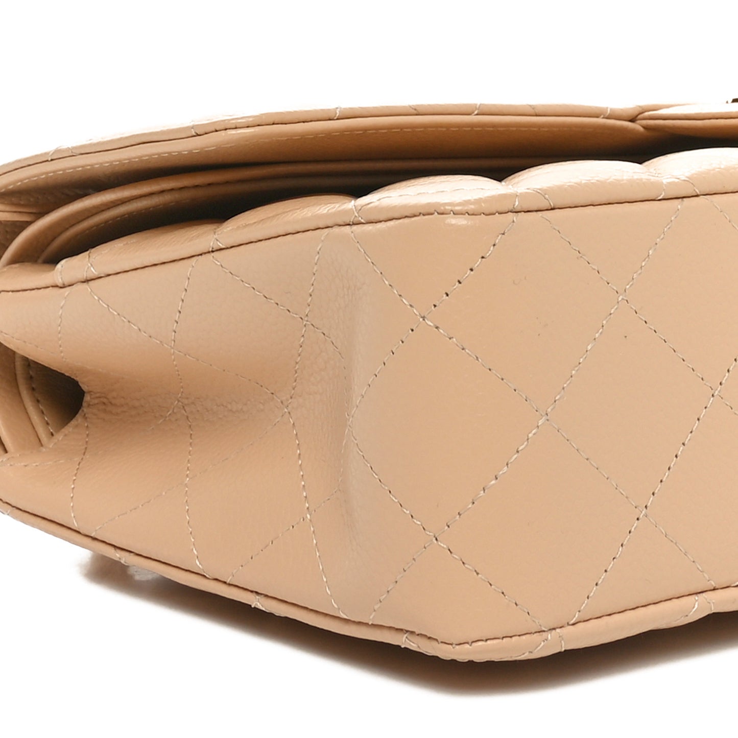 Caviar Quilted Medium Double Flap Light Beige
