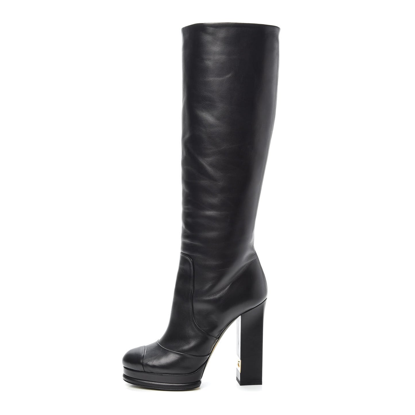 Calfskin Knee High Boots 37.5 Black