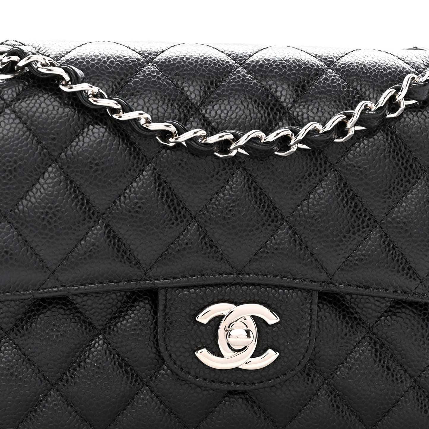 Caviar Quilted Small Double Flap Black