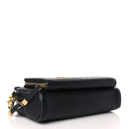 Christian Dior Grained Calfskin Caro Double Pouch Black 4 of 9
