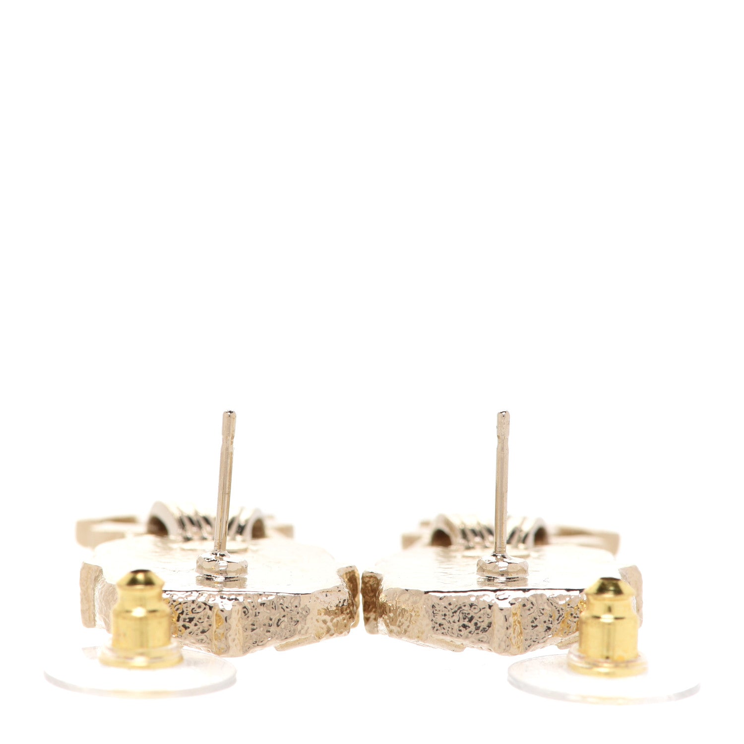 Chanel Resin Crystal Quilted CC Drop Earrings Black Gold 3 of 5