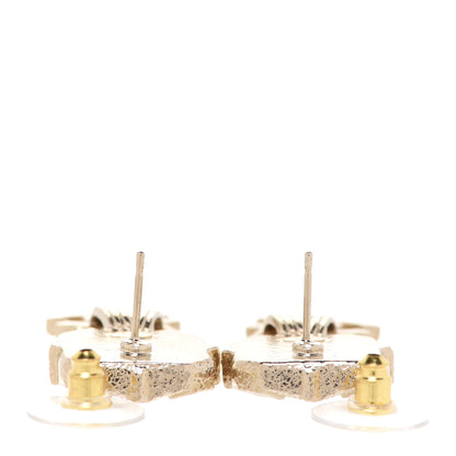 Chanel Resin Crystal Quilted CC Drop Earrings Black Gold 3 of 5