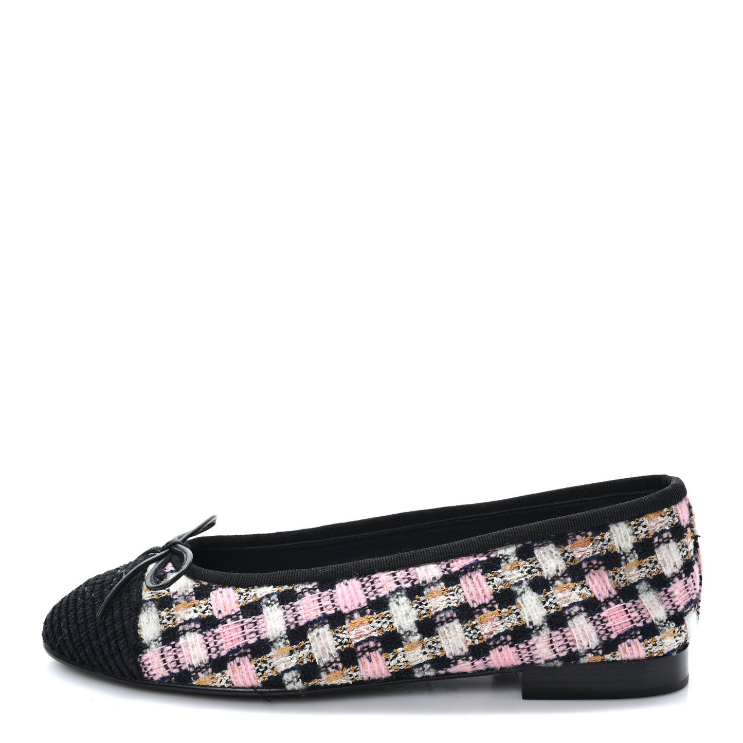 Wool Cotton Tweed Corduroy Cap Toe Ballerina Flats 36 Multicolor Black