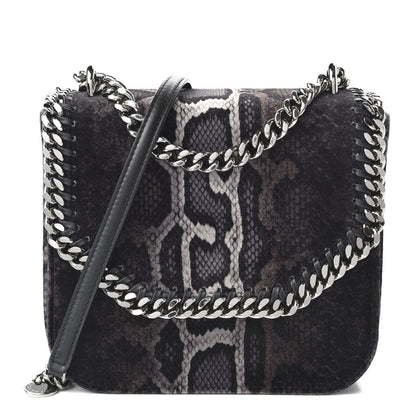 Stella McCartney Snake Print Velvet Falabella Box Shoulder Bag Black 1 of 10
