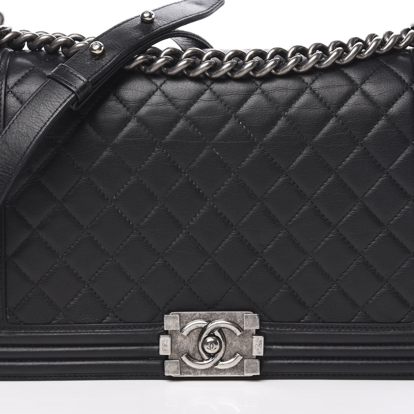 Calfskin Quilted New Medium Boy Flap Black