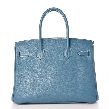 Hermes Taurillon Clemence Birkin 30 Blue Jean 4 of 40