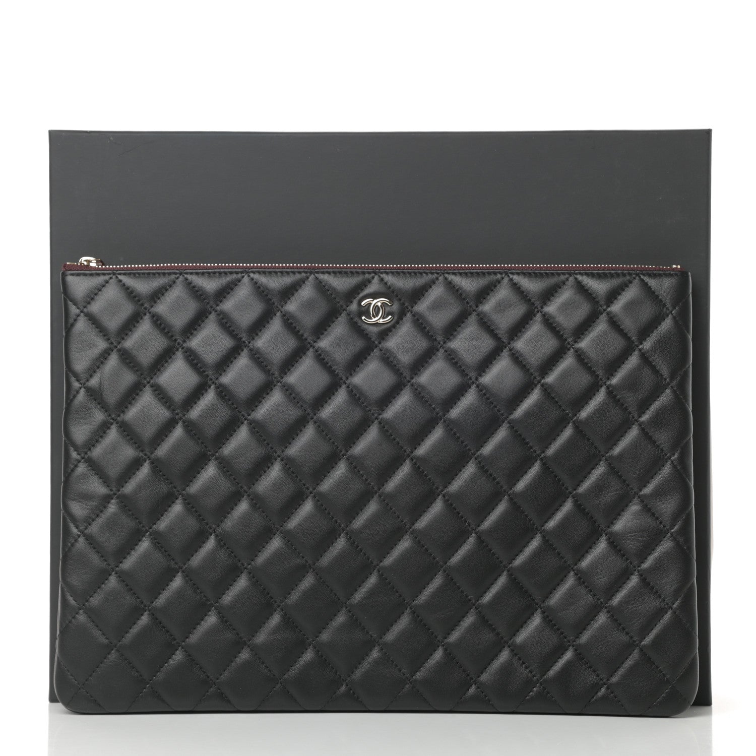 Chanel Lambskin Quilted Large Cosmetic Case Black 8 of 8