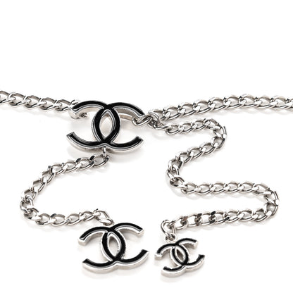 Chanel Enamel CC Chain Logo Belt Silver Black 3 of 5