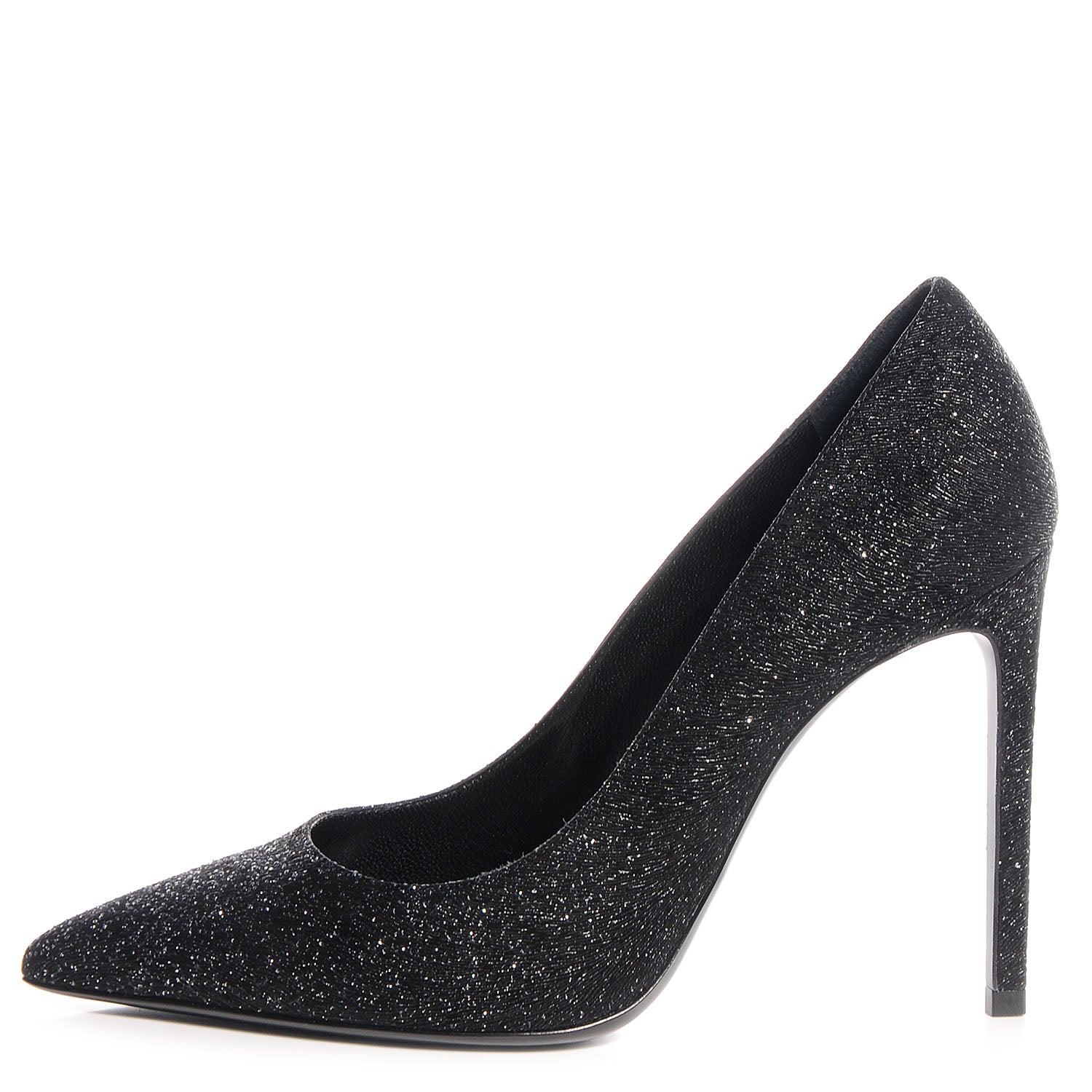 Saint Laurent Glitter Goatskin Paris 105 Pump 38 Black Silver 1 of 8