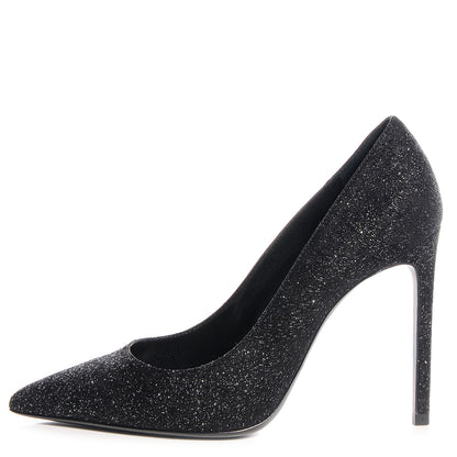 Saint Laurent Glitter Goatskin Paris 105 Pump 38 Black Silver 1 of 8