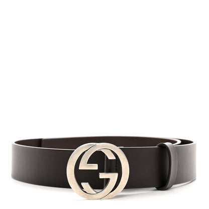 Gucci Selleria Calfskin Nickel Interlocking G 37mm Belt 85 34 Black 1 of 6