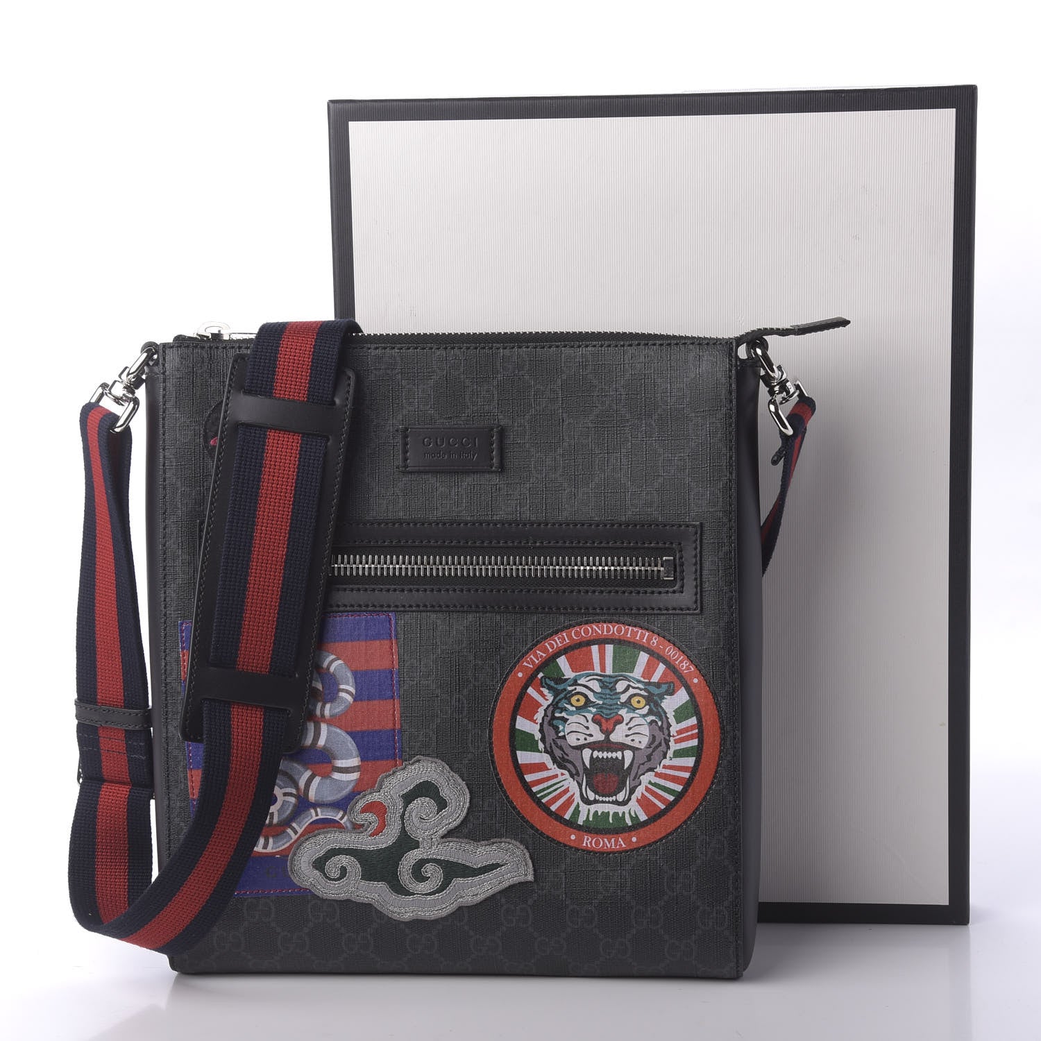 Gucci GG Supreme Monogram Night Courrier Flat Messenger Bag Black Multicolor 10 of 10