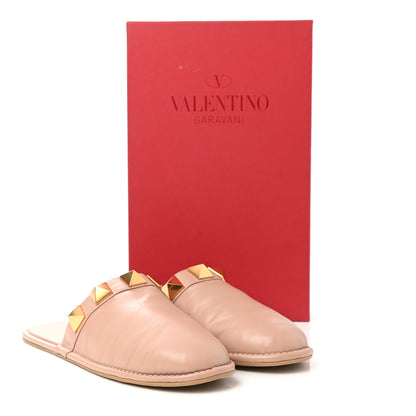 Valentino Garavani Nappa Roman Stud Flat Slippers 38.5 Rose Cannelle 9 of 9