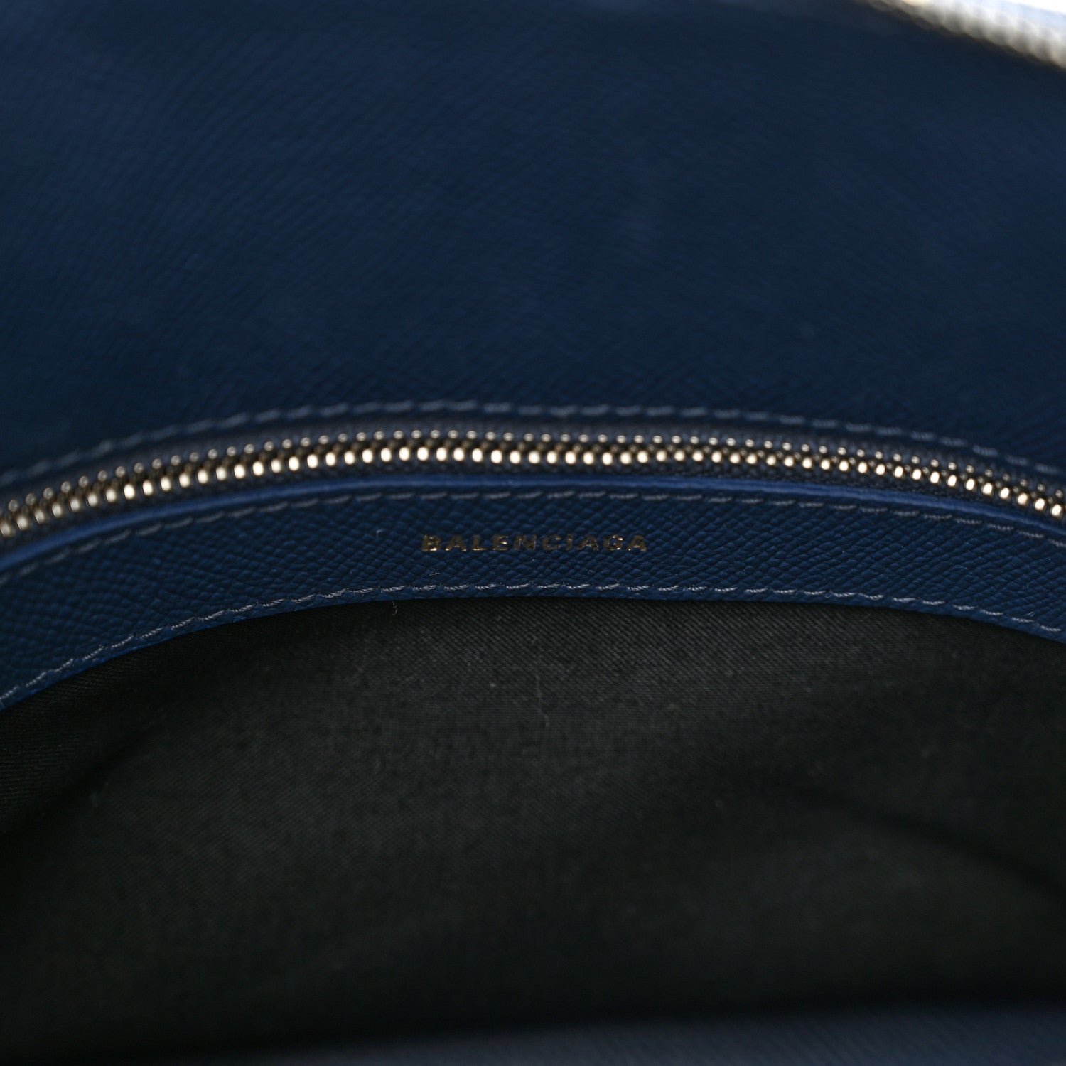 Balenciaga Signature Grained Calfskin Logo S Ville Top Handle Bag Bleu Canopee White 6 of 11