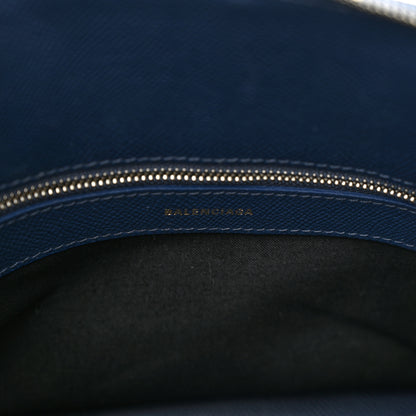 Balenciaga Signature Grained Calfskin Logo S Ville Top Handle Bag Bleu Canopee White 6 of 11