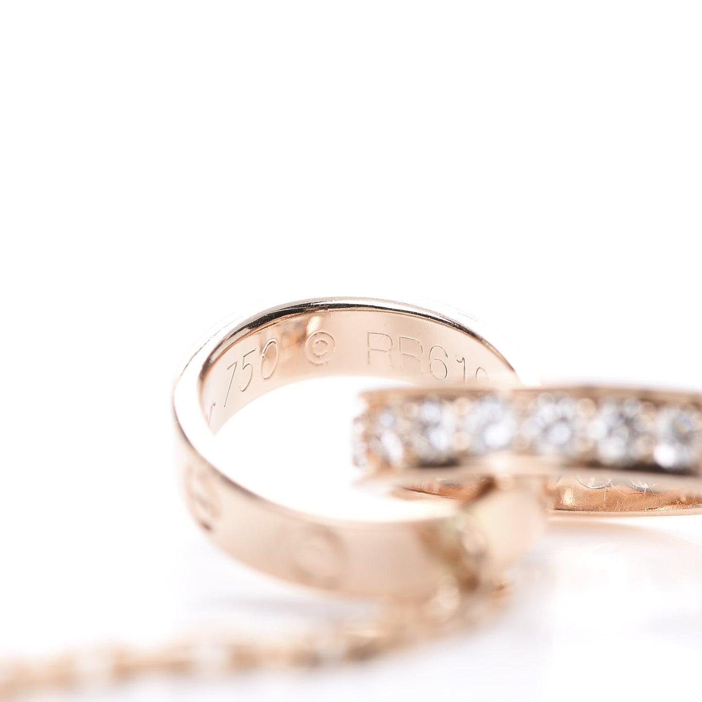 18K Pink Gold Diamond Interlocking LOVE Necklace