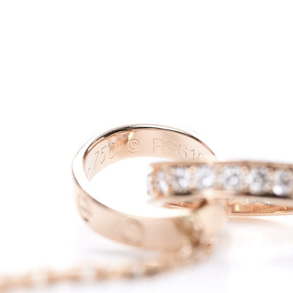 Cartier 18K Pink Gold Diamond Interlocking LOVE Necklace 5 of 6