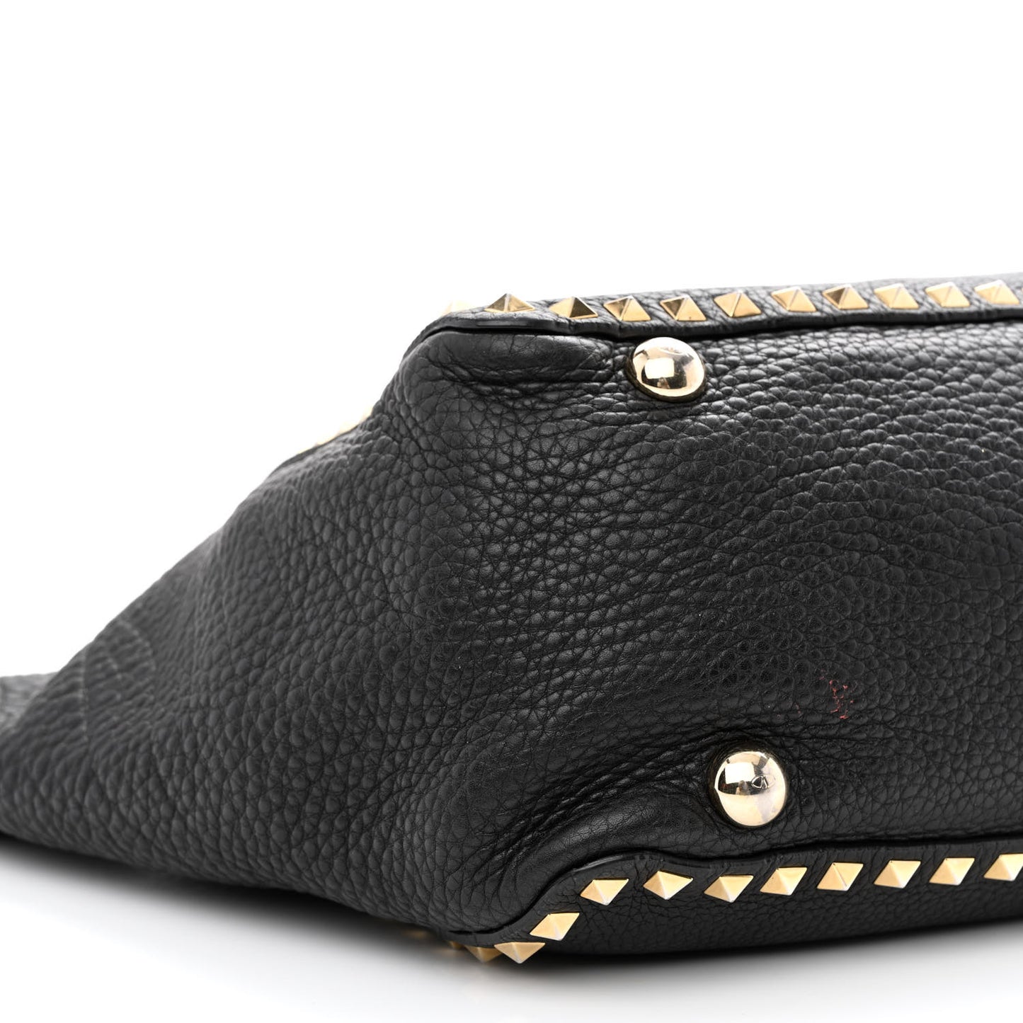 Pebbled Calfskin Medium Rockstud Tote Black