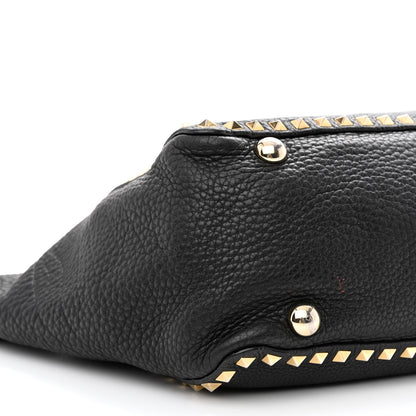 Valentino Garavani Pebbled Calfskin Medium Rockstud Tote Black 9 of 20