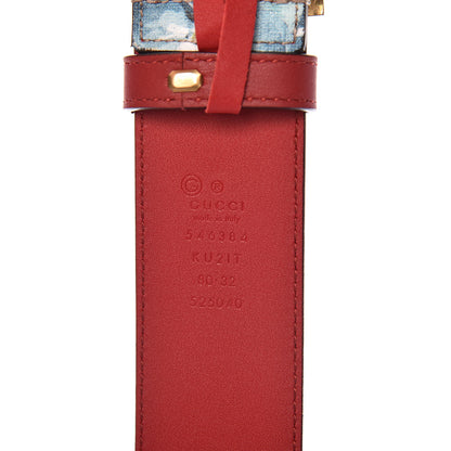 Gucci GG Plus Monogram Blooms Plaque Belt 80 32 Blue 4 of 6
