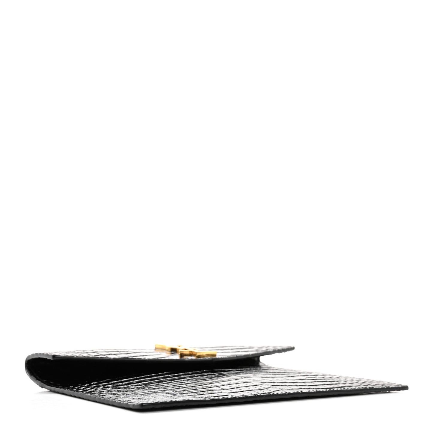 Calfskin Crocodile Embossed Monogram Uptown Baby Pouch Black