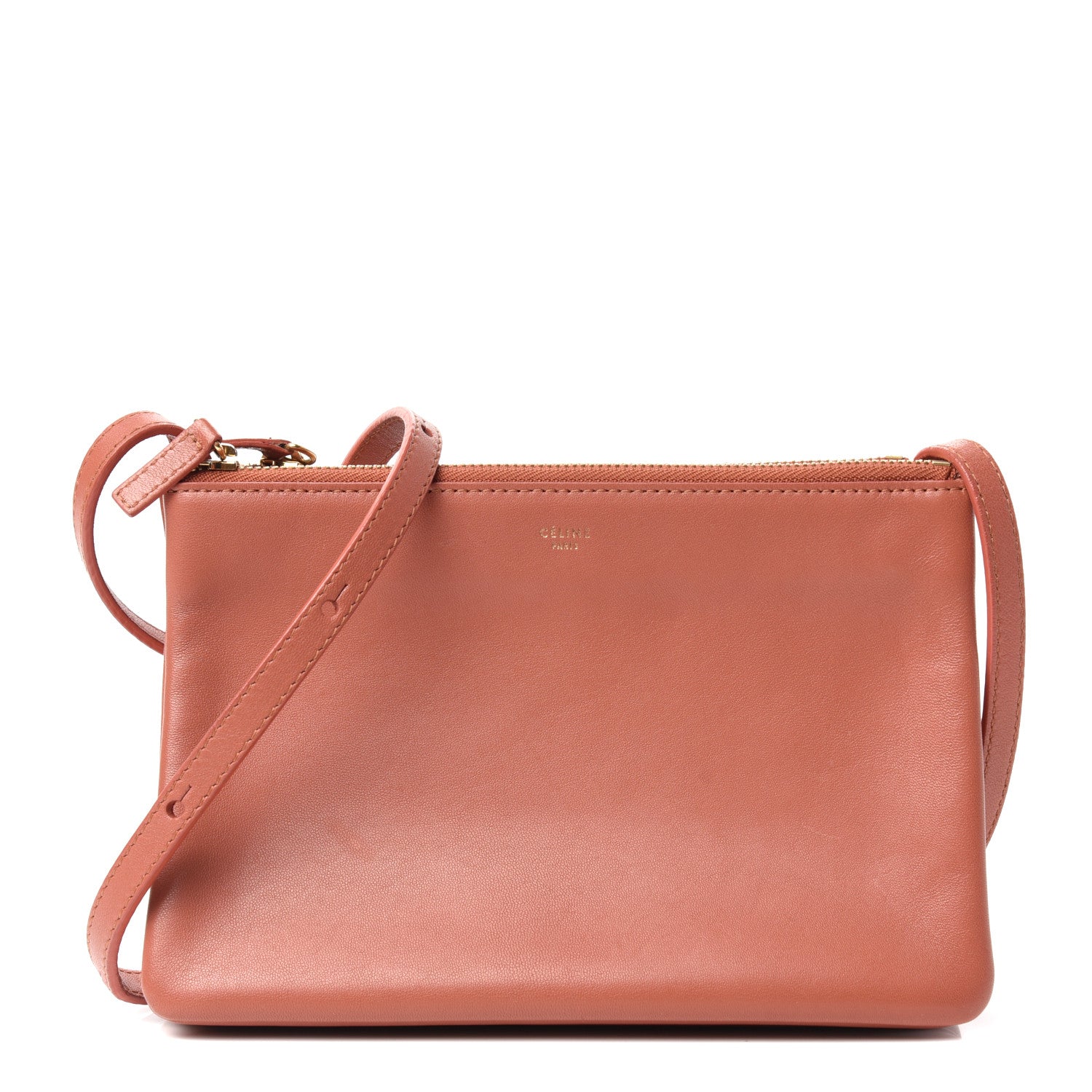Celine Lambskin Small Trio Crossbody Bag Tan 1 of 9