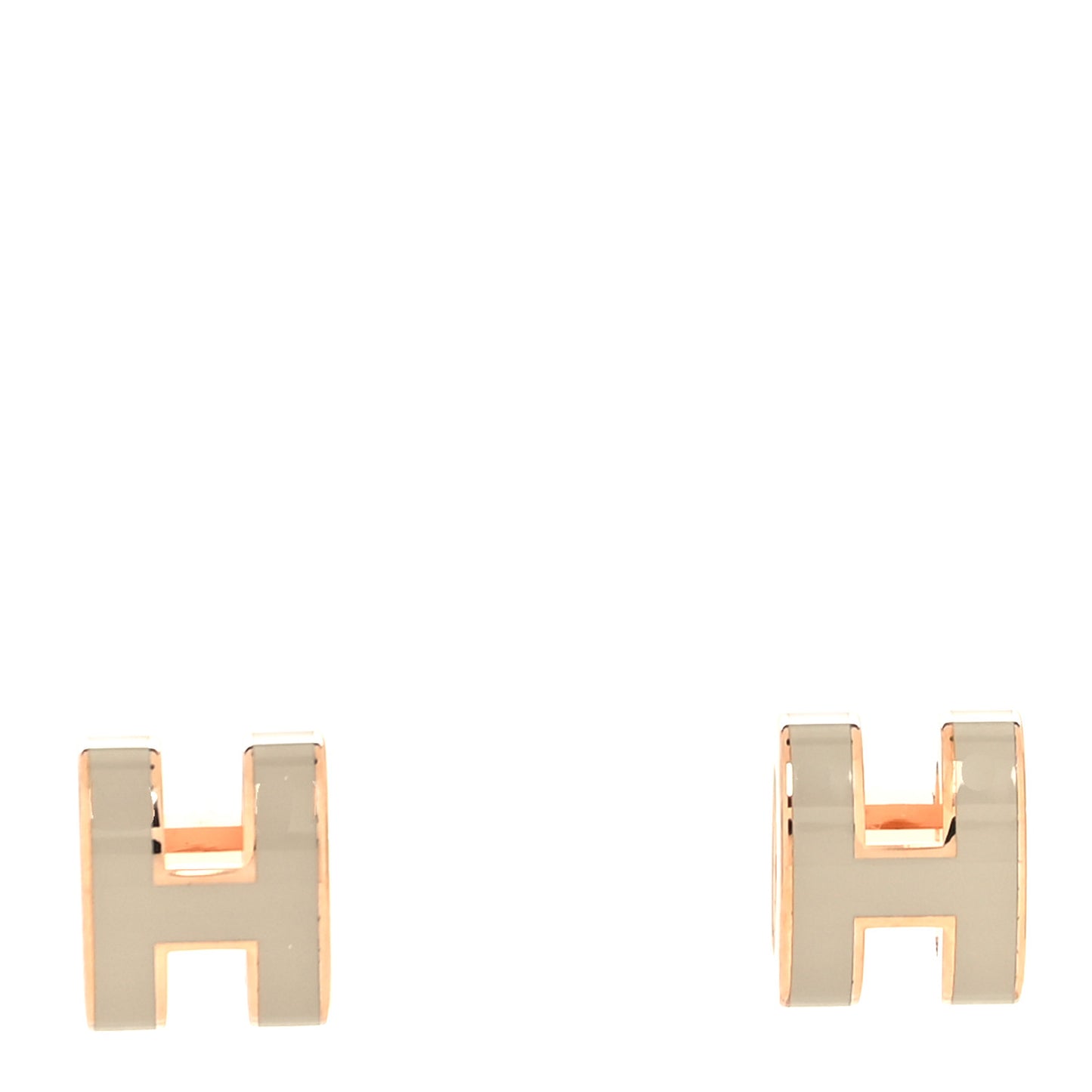 Rose Gold Lacquered Mini Pop H Earrings Marron Glace
