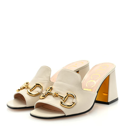 Gucci Nappa Horsebit 75mm Slide Sandals 37 Mystic White 2 of 9