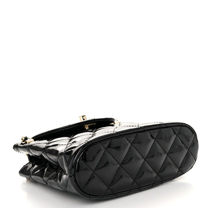 Chanel Patent Quilted Shiny Coco Small Flap Hobo Black 4 of 10