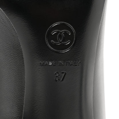 Chanel Grosgrain Cap Toe CC Pearl Pumps 37 Black 6 of 8