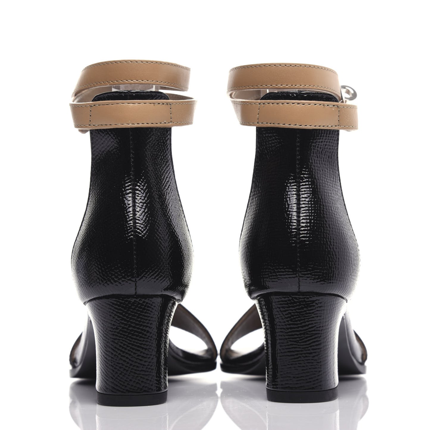 Calfskin Patent Epsom Manege Sandals 36 Black