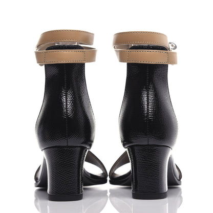 Hermes Calfskin Patent Epsom Manege Sandals 36 Black 7 of 10