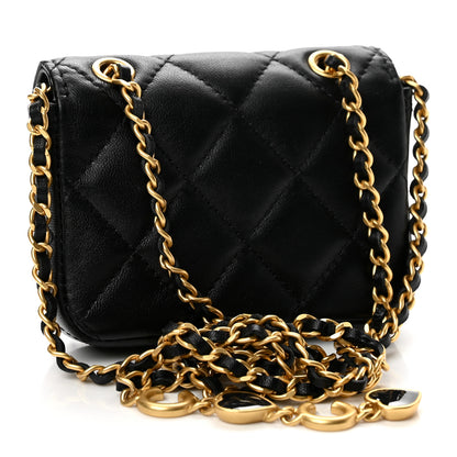 Chanel Lambskin Coco Enamel Quilted Mini Chain Belt Bag Black 3 of 11