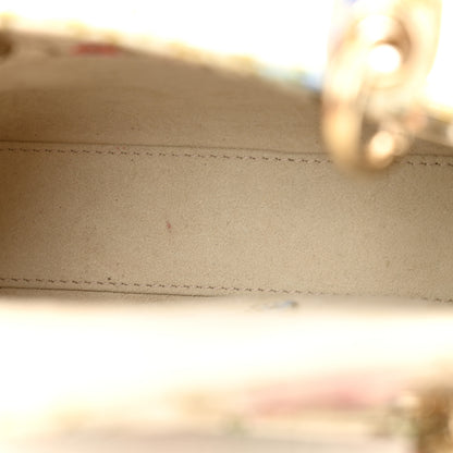 Christian Dior Calfskin Hibiscus Printed Embroidered Mini Lady Dior Beige Multicolor 5 of 11