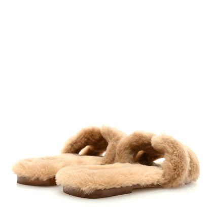 Hermes Woolskin Oran Sandals 38 Beige Argile 4 of 8