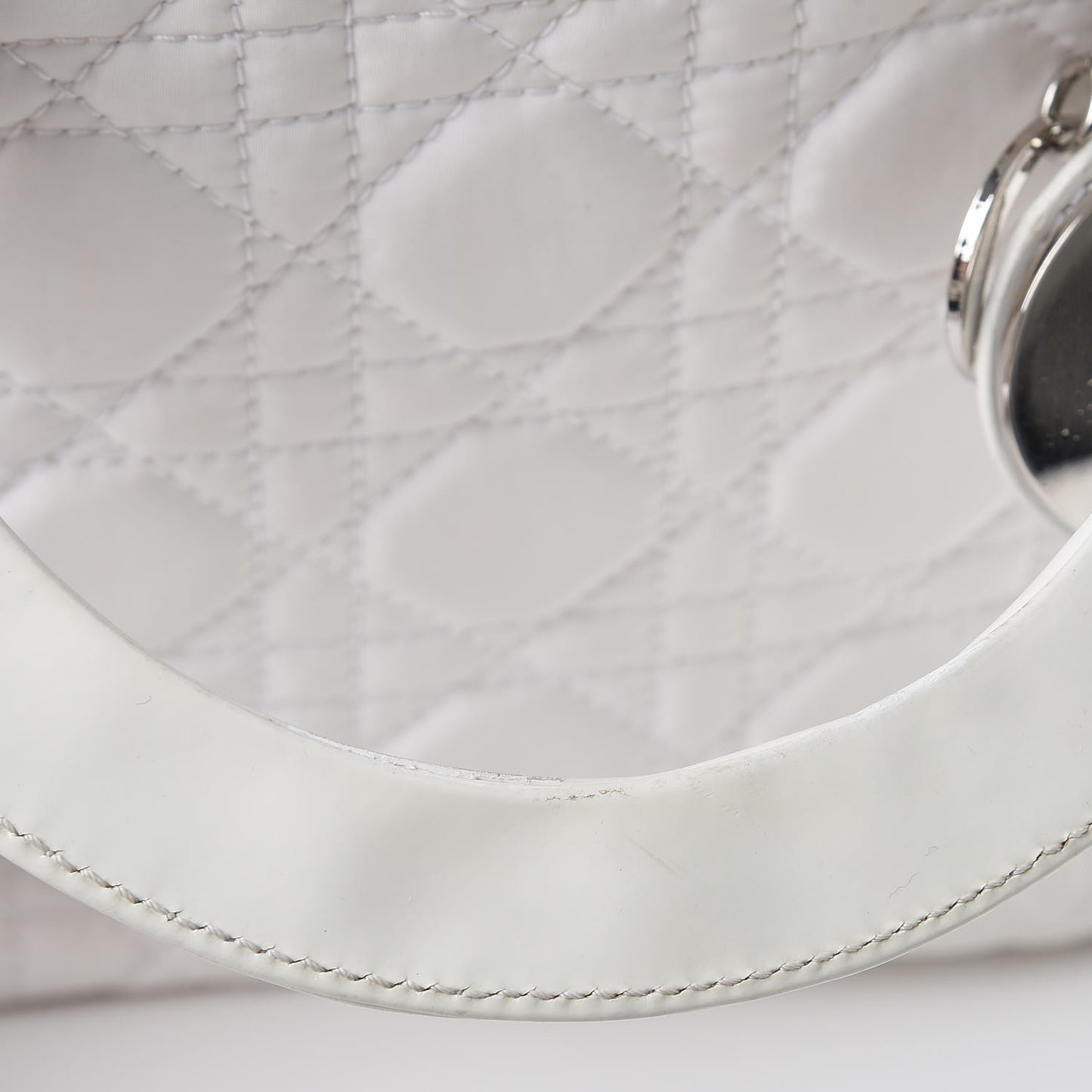Nylon Cannage Medium Lady Dior White