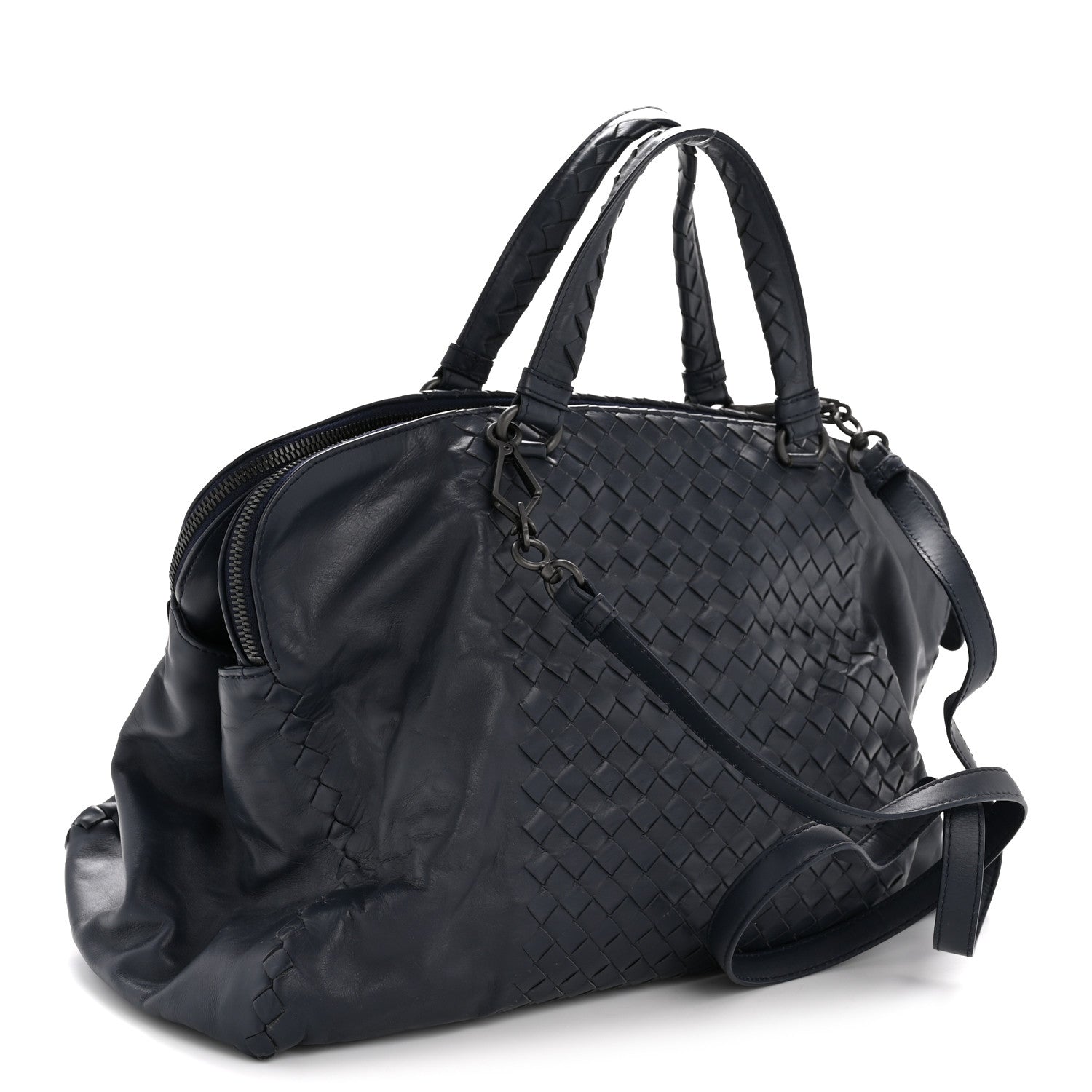 Bottega Veneta Nappa Intrecciato Shoulder Bag Dark Navy 1832964