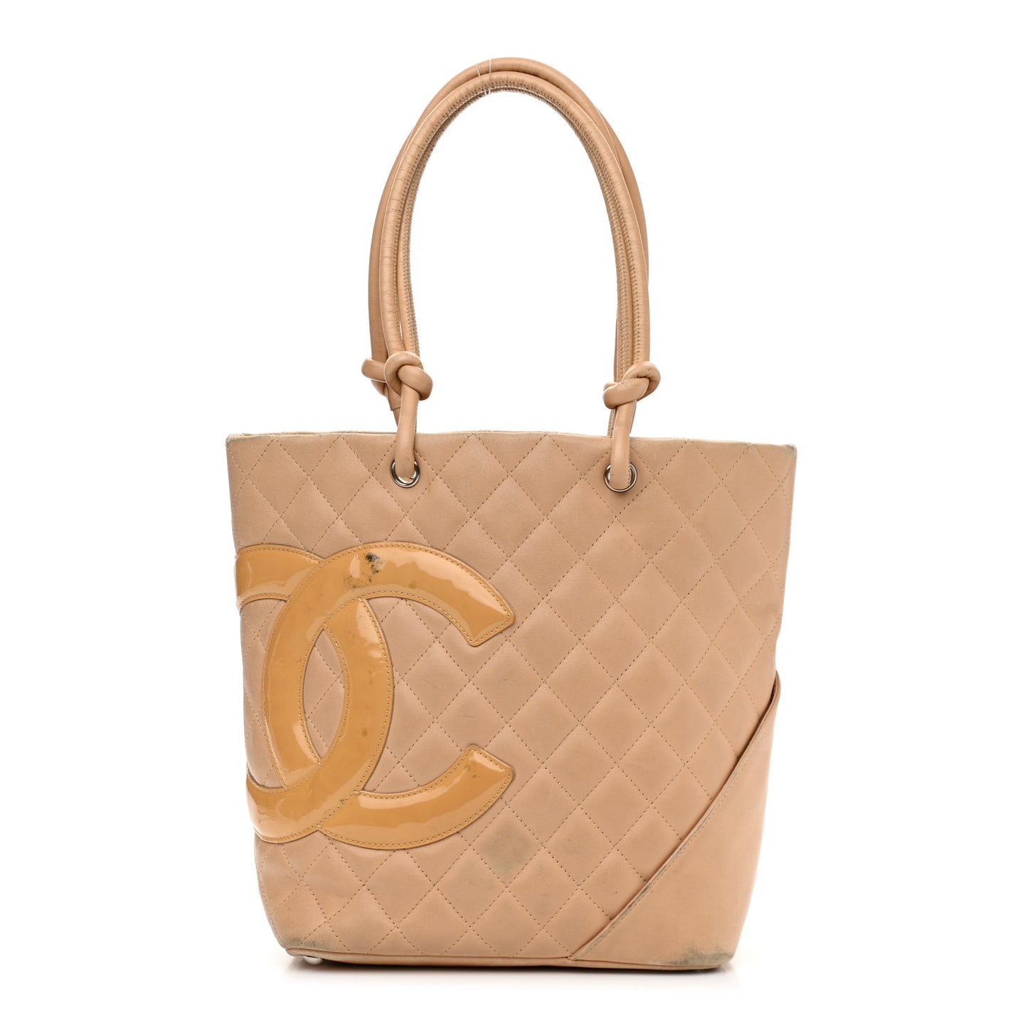 Calfskin Quilted Medium Cambon Tote Beige