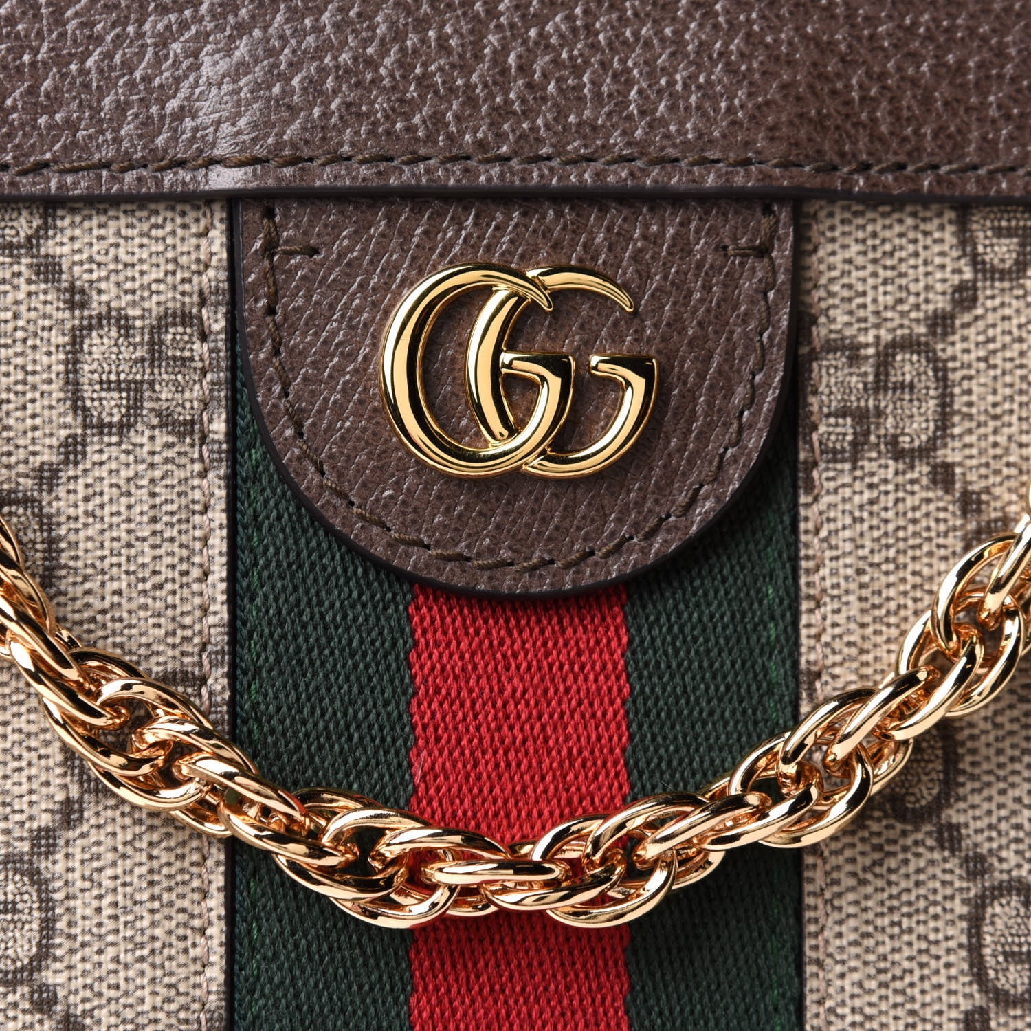 Gucci GG Supreme Monogram Web Small Ophidia Chain Shoulder Bag Brown 8 of 10