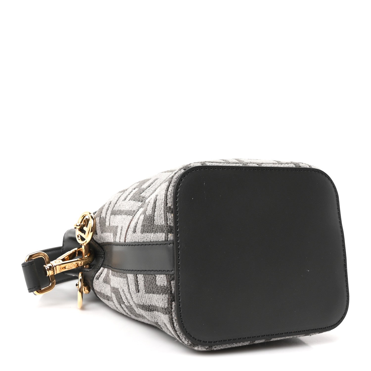 Fendi Chenille Vitello King FF Mini Mon Tresor Bucket Bag Antracite Asfalto 4 of 11