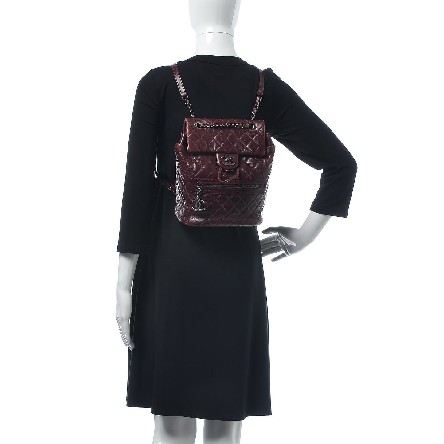 Glazed Calfskin Quilted Small Salzburg Backpack Burgundy