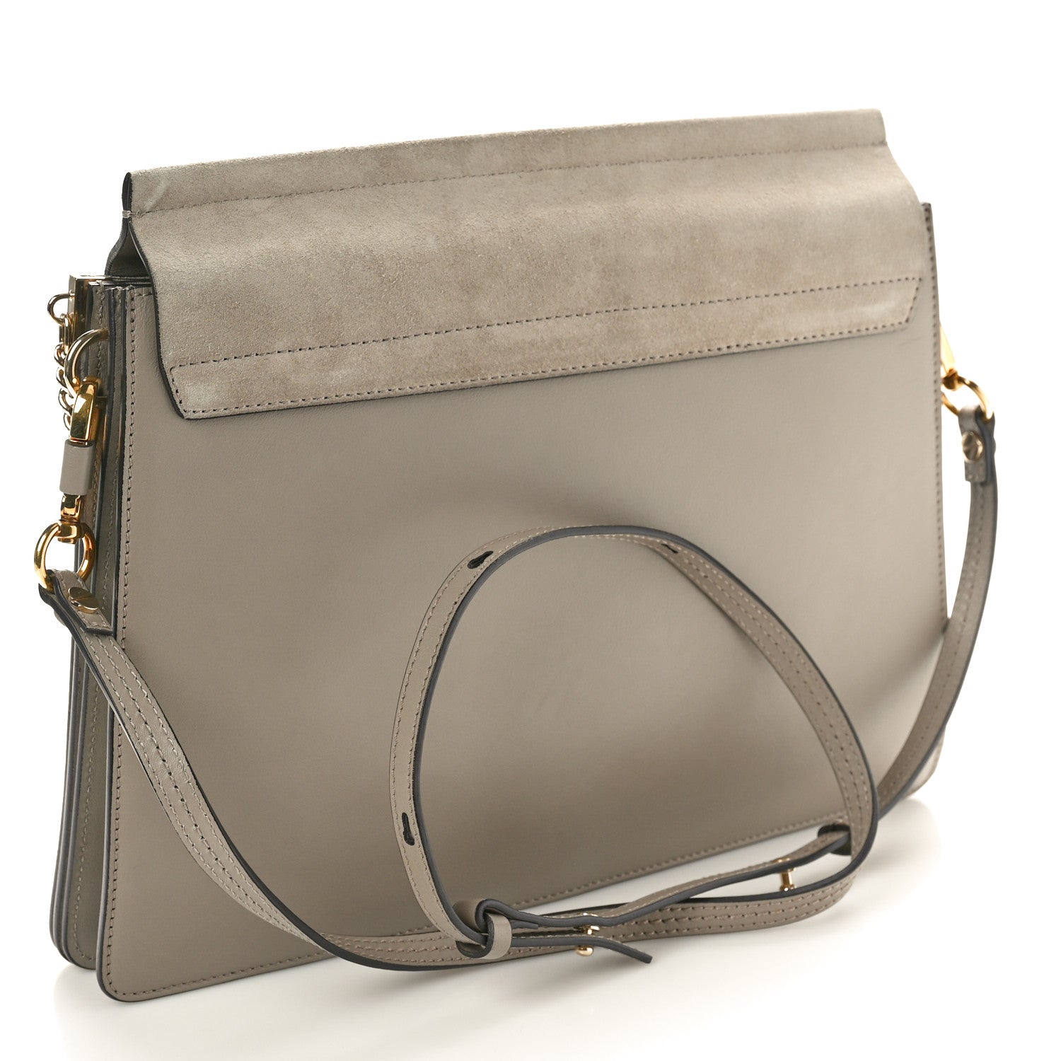 Chloe Calfskin Suede Medium Faye Shoulder Bag Motty Grey 2 of 10