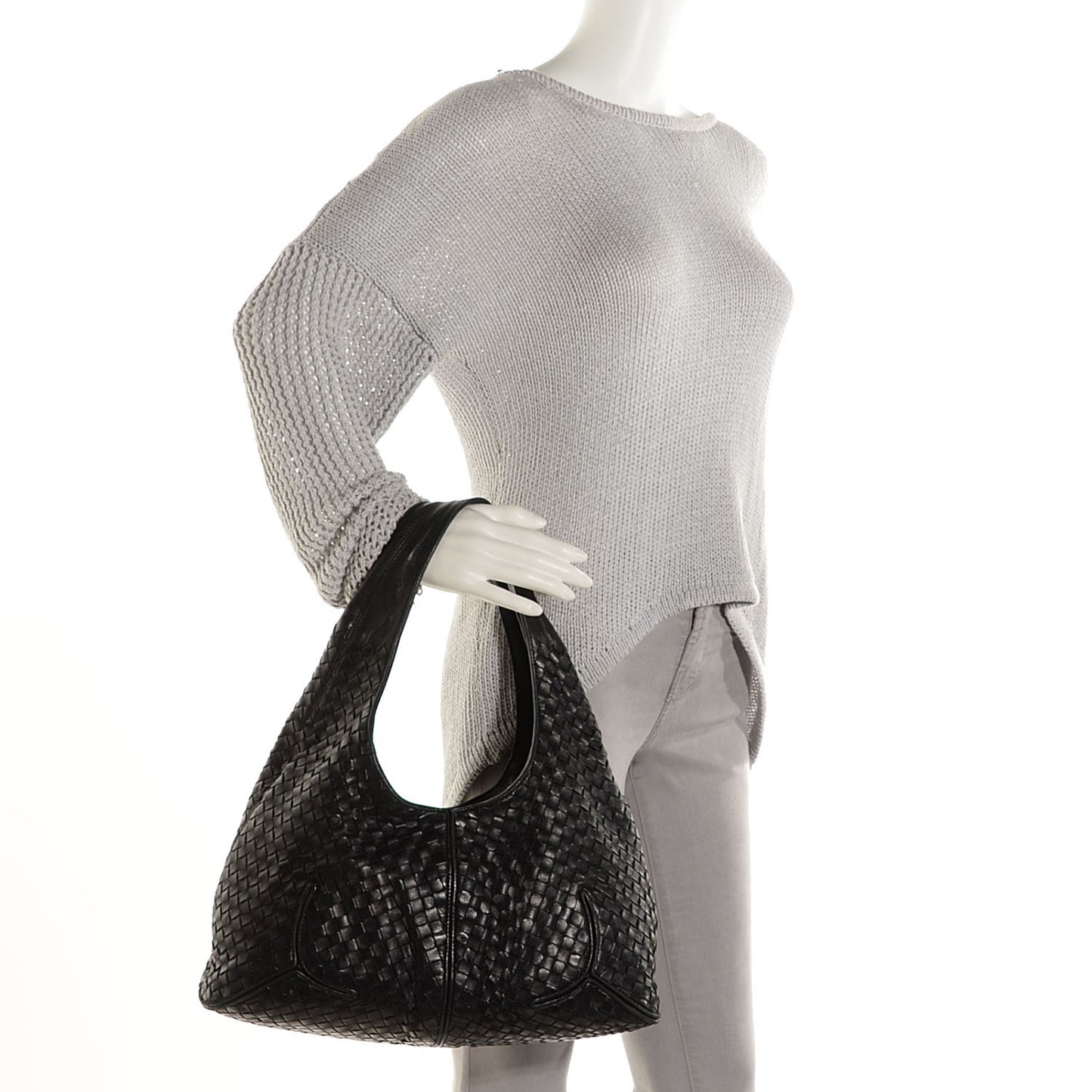 Nappa Intrecciato Ball Hobo Nero Black