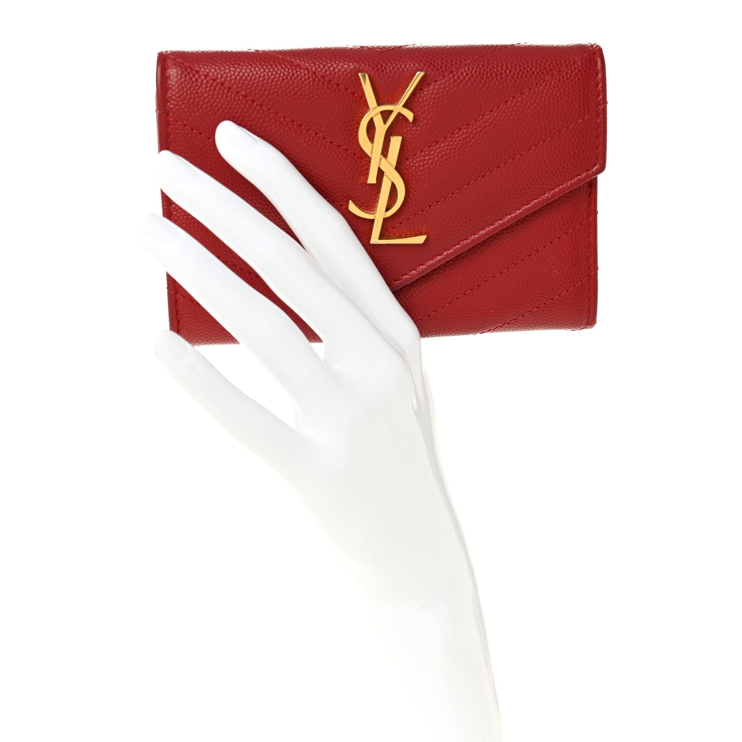 Grain De Poudre Matelasse Chevron Small Monogram Envelope Wallet Opyum Red