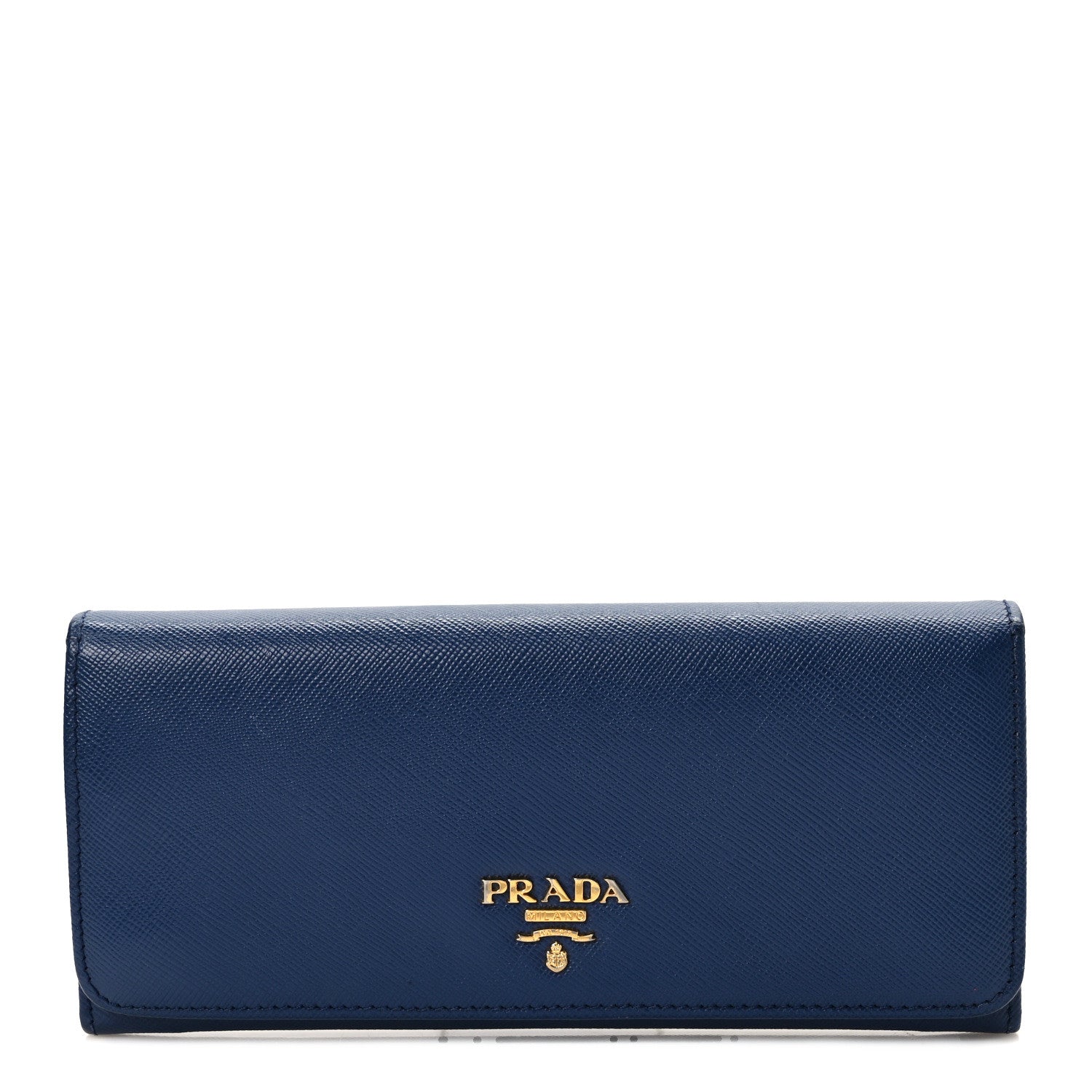 Prada Saffiano Metal Continental Flap Wallet Bleuette 1 of 7