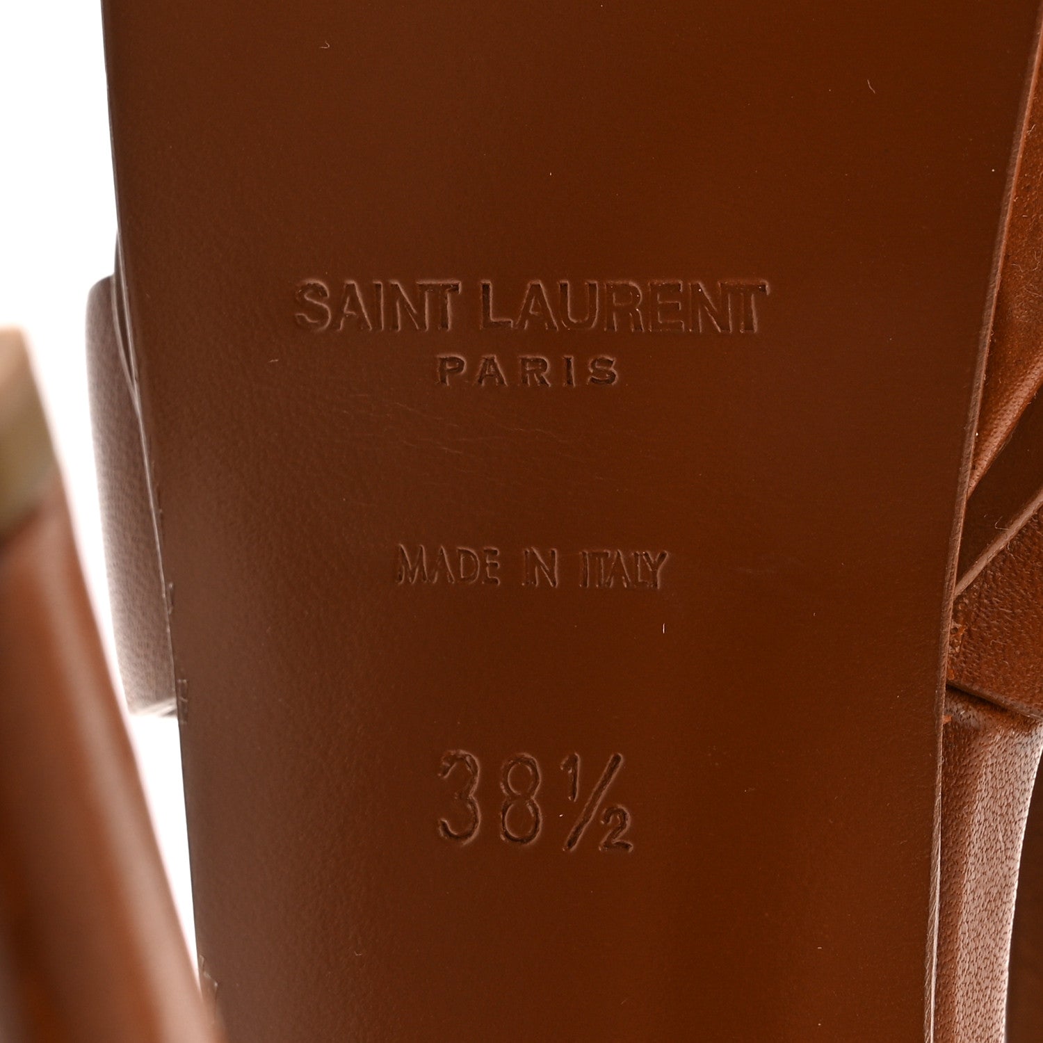 Saint Laurent Calfskin Tribute 105 Platform Sandals 38.5 Amber 7 of 9