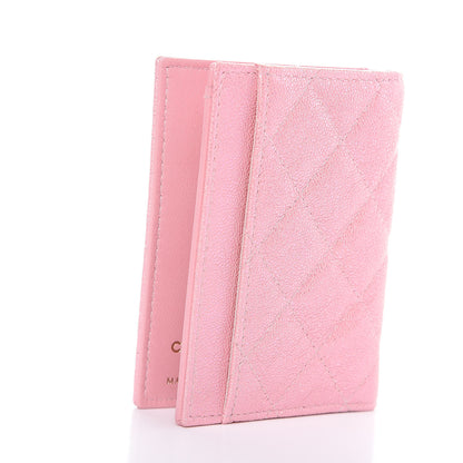 Chanel Iridescent Caviar Quilted Card Holder Wallet Rose Pink 3 of 7